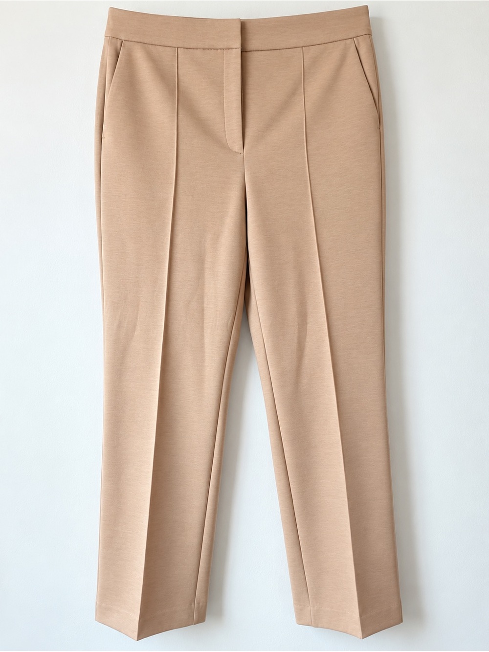 Ann Taylor Ponte Straight-Leg Trousers in Camel